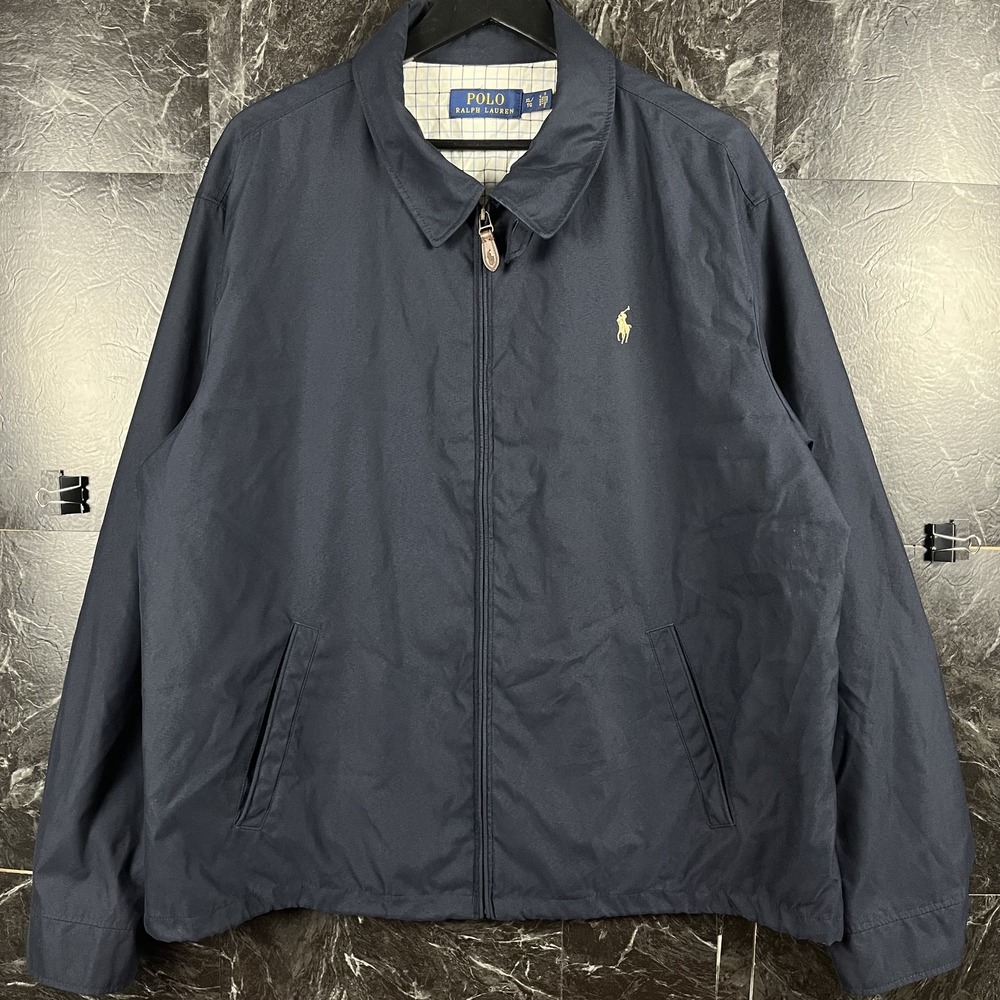 Polo Ralph Lauren Blue Plaid Bi Harrington Bomber Jacket XL